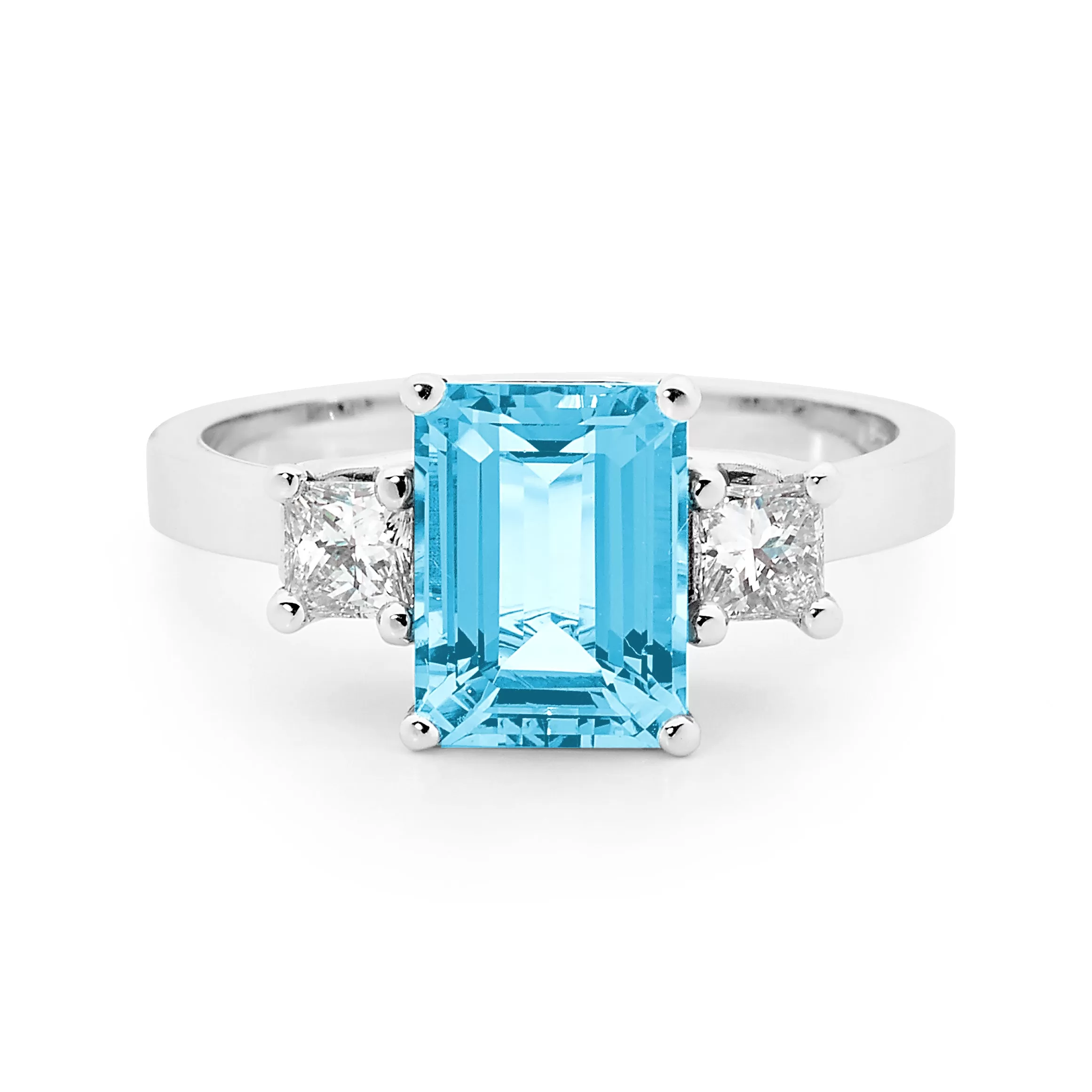 White Gold Aquamarine and Diamond Ring