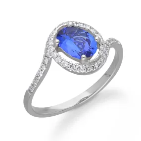 White Gold Tanzanite & Diamond Heirloom Ring