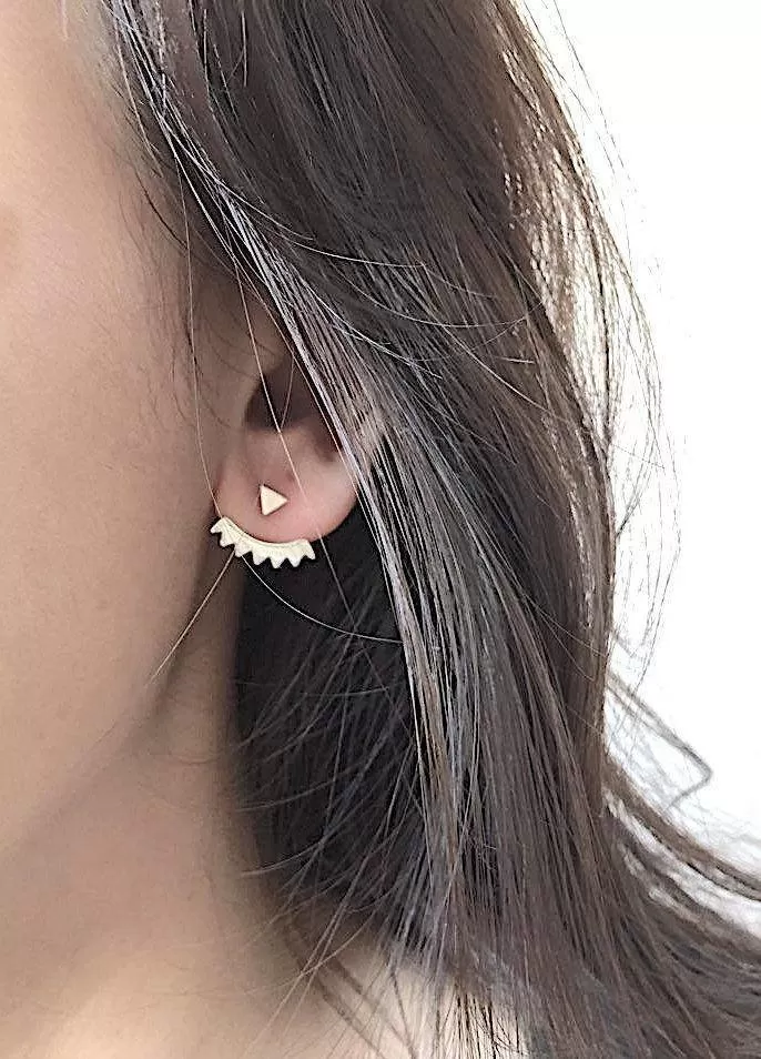 Wholesale Black Triangle Ear Jacket, Spike Ear Jacket, Front Back Earrings, Ear Jacket, Earring Cuff, Triangle Studs, Minimal Earrings, Ear Climbers