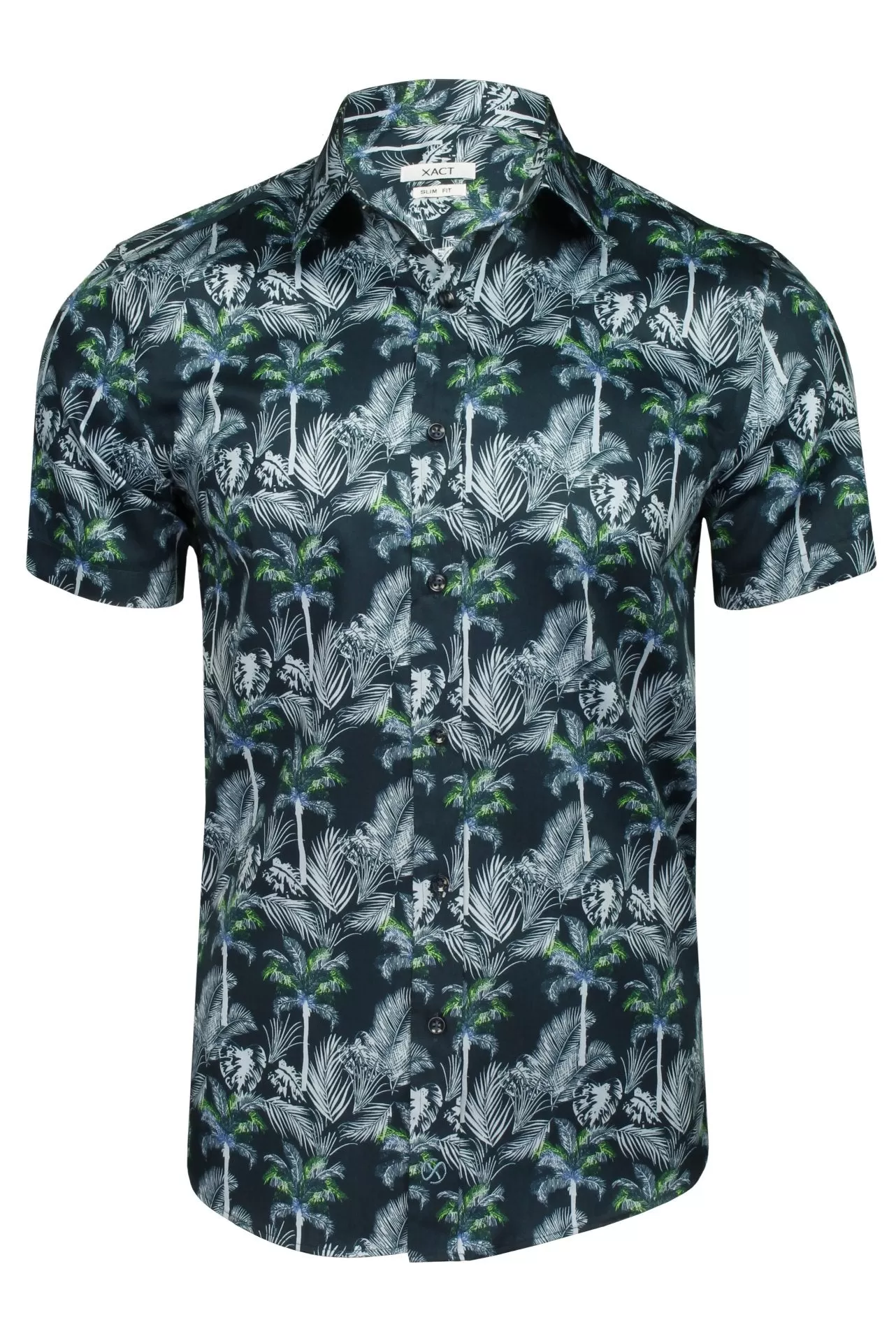 Xact Mens Cotton Palm Tree Hawaiian Shirt, Short Sleeved