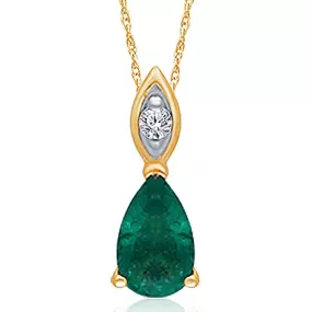 Yellow Gold Emerald & Diamond Heirloom Pendant