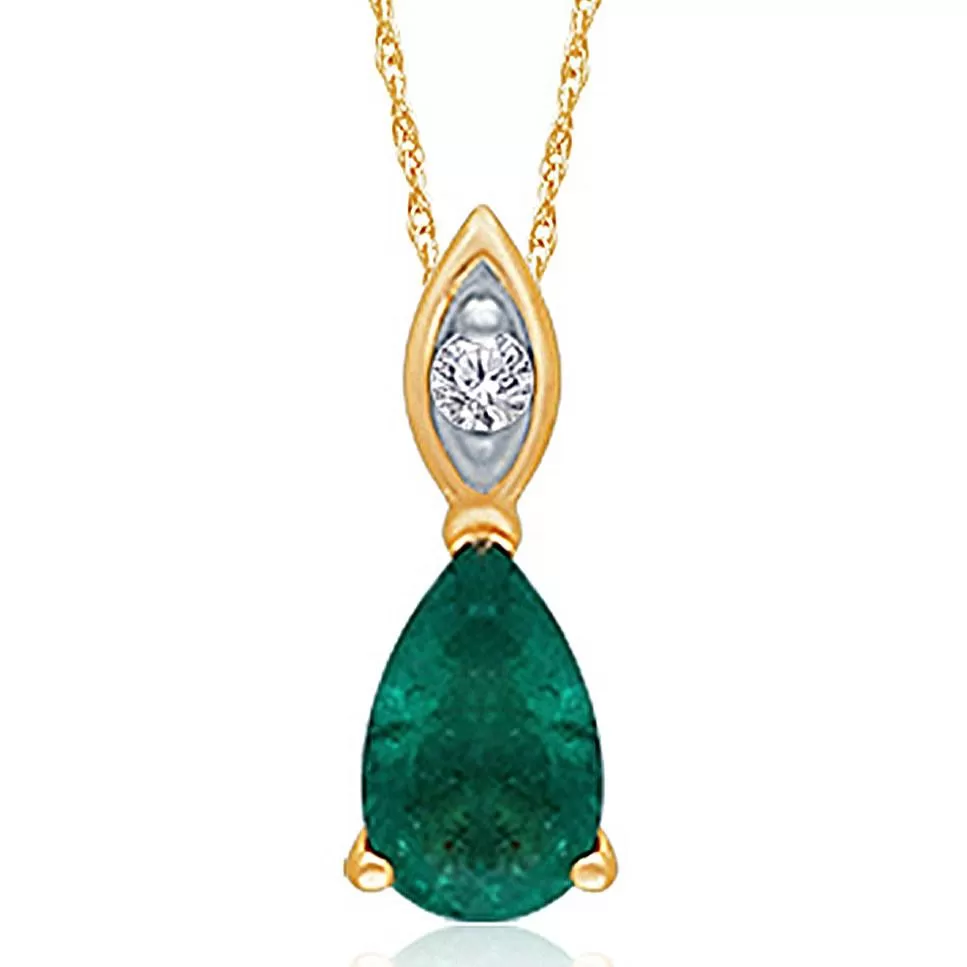 Yellow Gold Emerald & Diamond Heirloom Pendant